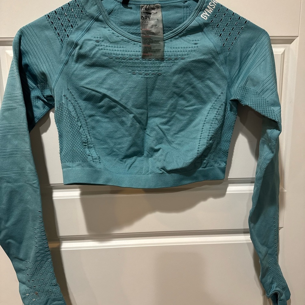 Gymshark Women's Blue Long Sleeve Crop Top